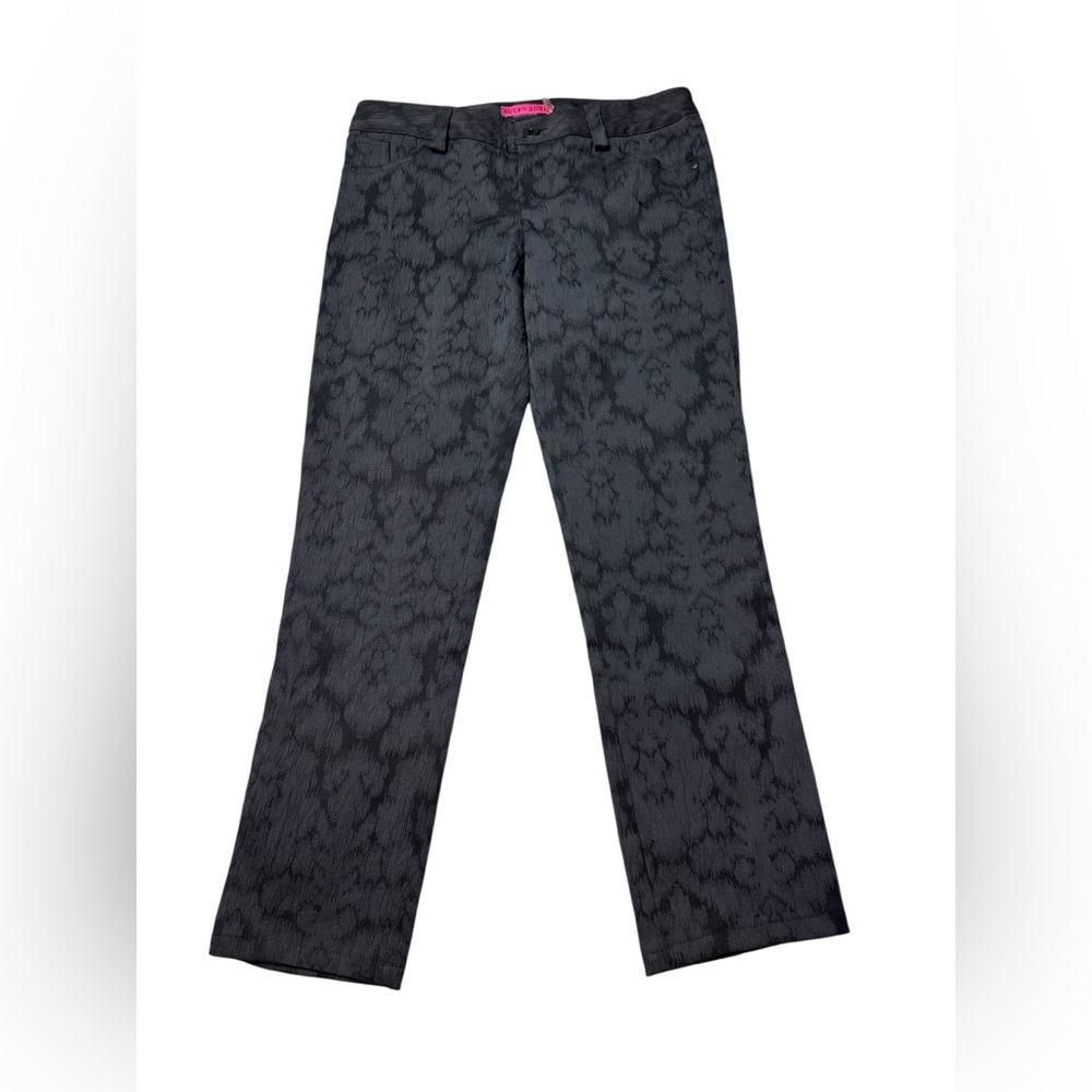 ✨🖤 Alice + Olivia Black Jacquard Animal Print Straight‎ Leg Pants Size 4 🖤✨